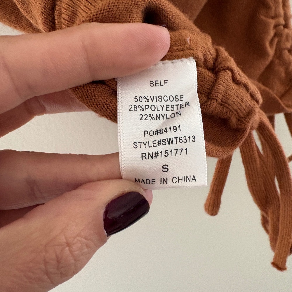 LE LIS Collection Rust Brown Ruched Side Drawstring Knit Tank Top SWT6313 S - Picture 4 of 5